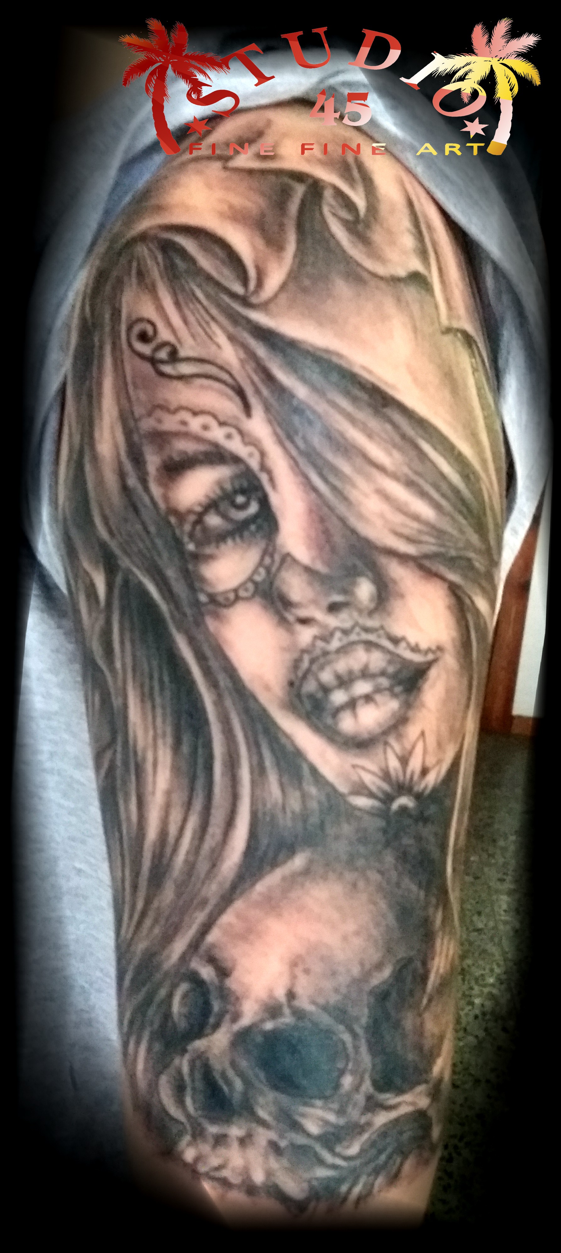 La Catrina Skull Oberarm Tattoo Recklinghausen STUDIO 45